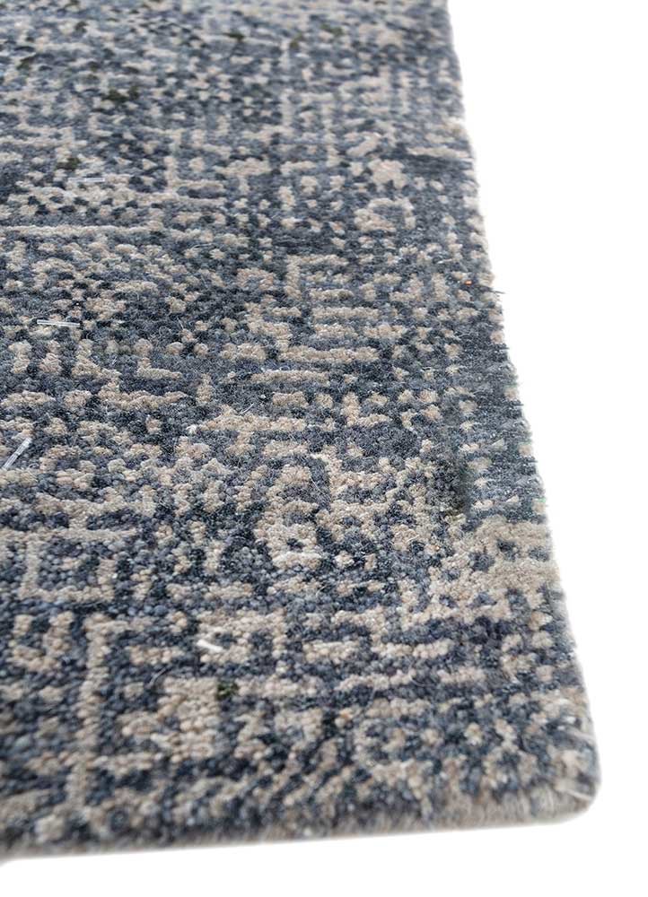 afterglow by kavi grey and black wool and bamboo silk hand knotted Rug - Corner