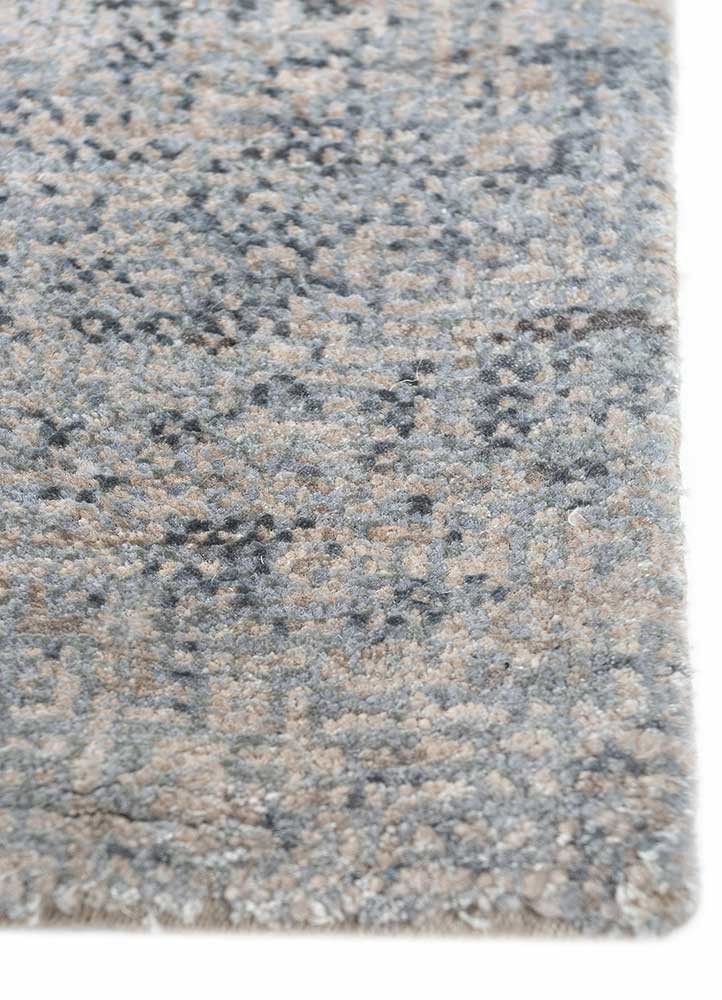 afterglow by kavi grey and black wool and bamboo silk hand knotted Rug - Corner