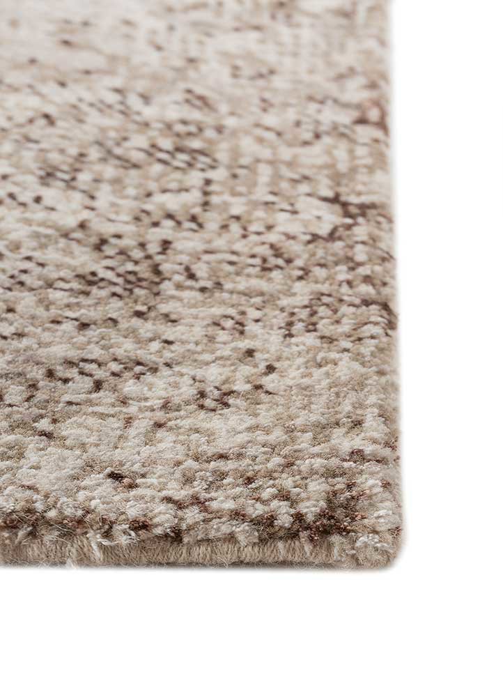 afterglow by kavi ivory wool and bamboo silk hand knotted Rug - Corner