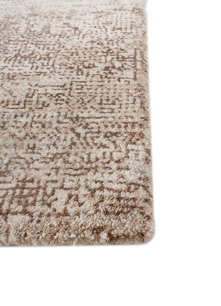 afterglow by kavi ivory wool and bamboo silk hand knotted Rug - Corner