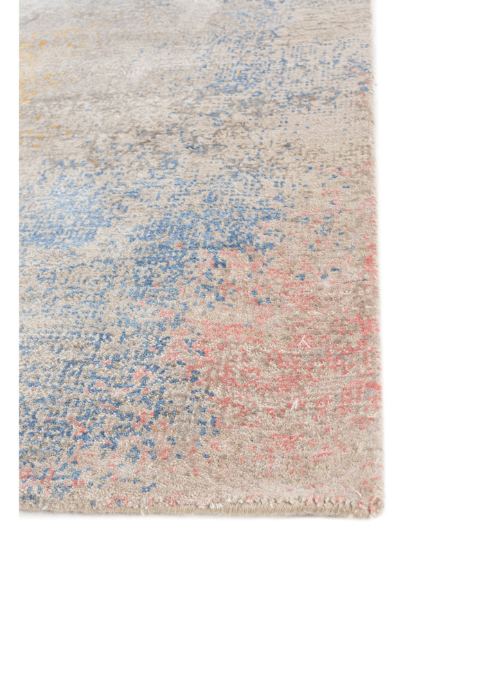 afterglow by kavi blue wool and bamboo silk hand knotted Rug - Corner afterglow by kavi blue wool and bamboo silk hand knotted Rug - Corner