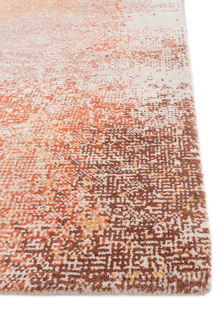 afterglow by kavi ivory wool and bamboo silk hand knotted Rug - Corner