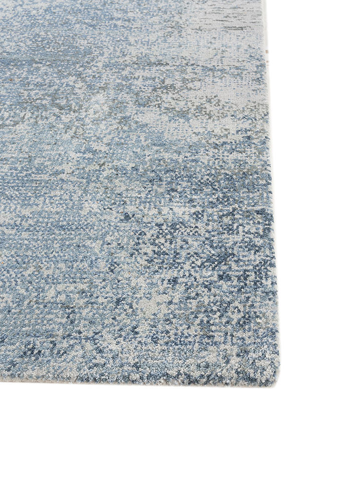 afterglow by kavi blue wool and bamboo silk hand knotted Rug - Corner afterglow by kavi blue wool and bamboo silk hand knotted Rug - Corner