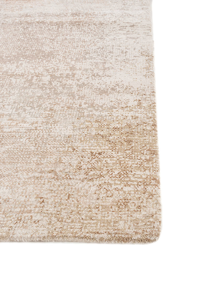 afterglow by kavi ivory wool and bamboo silk hand knotted Rug - Corner