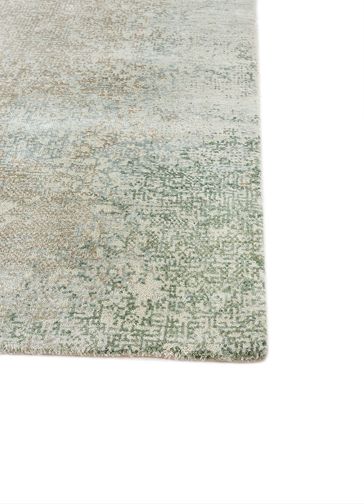 afterglow by kavi green wool and bamboo silk hand knotted Rug - Corner afterglow by kavi green wool and bamboo silk hand knotted Rug - Corner