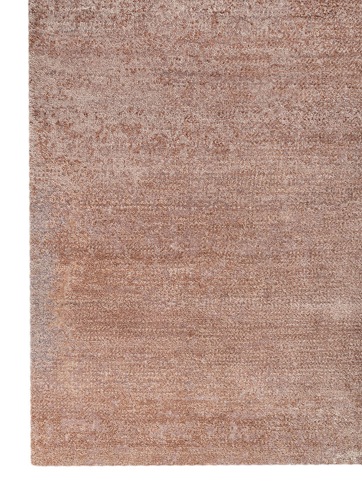 afterglow by kavi red and orange wool and bamboo silk hand knotted Rug - Corner