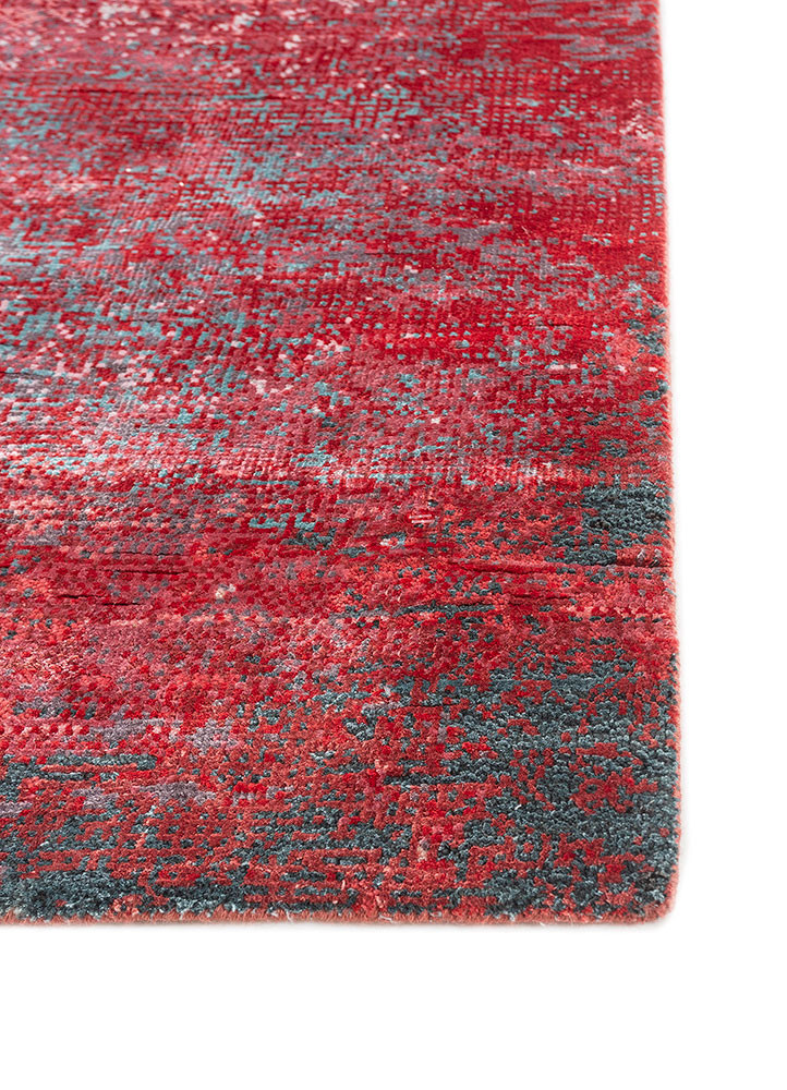 afterglow by kavi red and orange wool and bamboo silk hand knotted Rug - Corner afterglow by kavi red and orange wool and bamboo silk hand knotted Rug - Corner