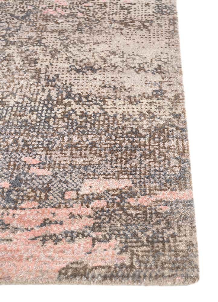 afterglow by kavi grey and black wool and bamboo silk hand knotted Rug - Corner