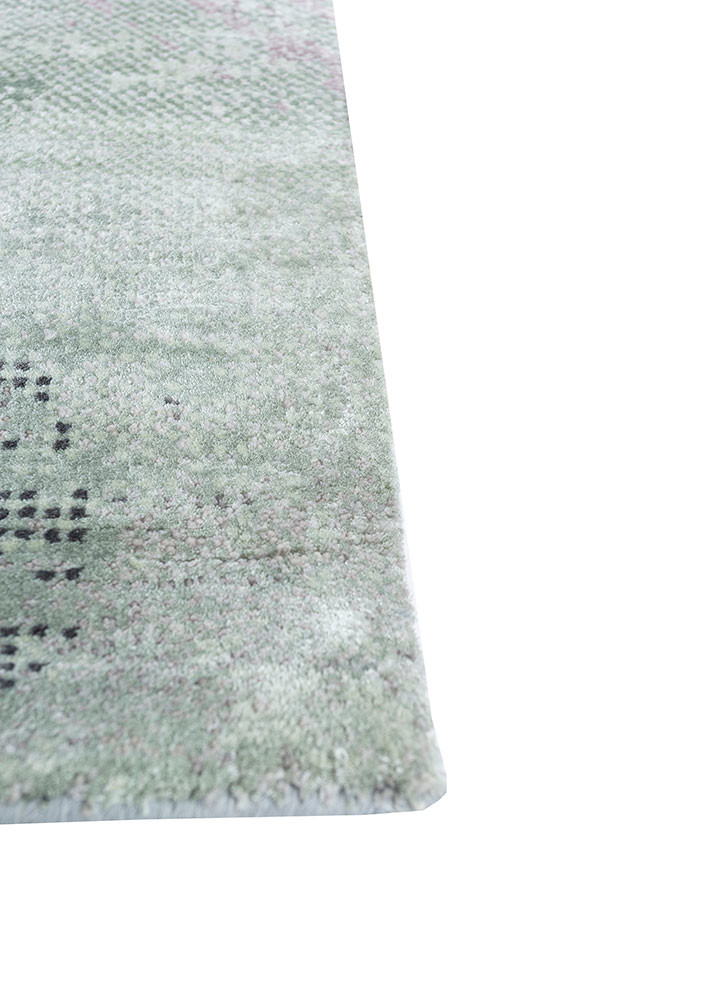 afterglow by kavi blue wool and bamboo silk hand knotted Rug - Corner afterglow by kavi blue wool and bamboo silk hand knotted Rug - Corner