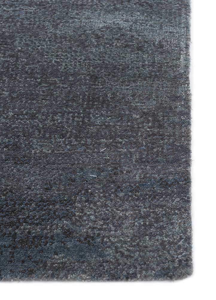 afterglow by kavi blue wool and bamboo silk hand knotted Rug - Corner afterglow by kavi blue wool and bamboo silk hand knotted Rug - Corner