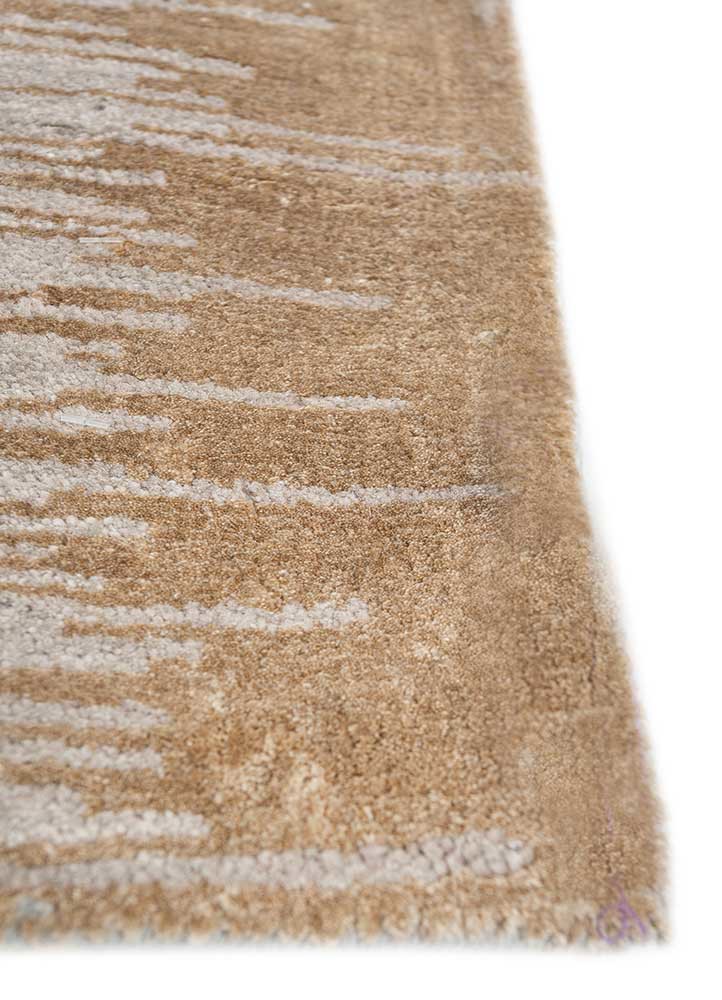 afterglow by kavi beige and brown wool and bamboo silk hand knotted Rug - Corner