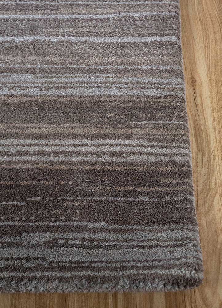 afterglow by kavi beige and brown wool and bamboo silk hand knotted Rug - Corner