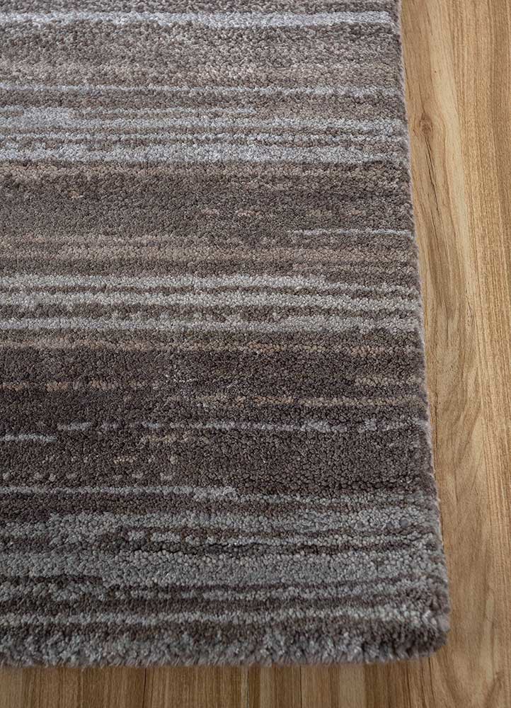 afterglow by kavi beige and brown wool and bamboo silk hand knotted Rug - Corner