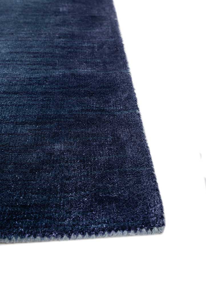 afterglow by kavi blue wool and bamboo silk hand knotted Rug - Corner