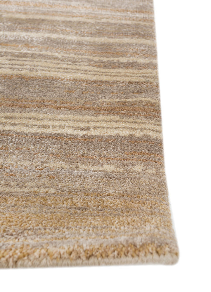 afterglow by kavi ivory wool and bamboo silk hand knotted Rug - Corner