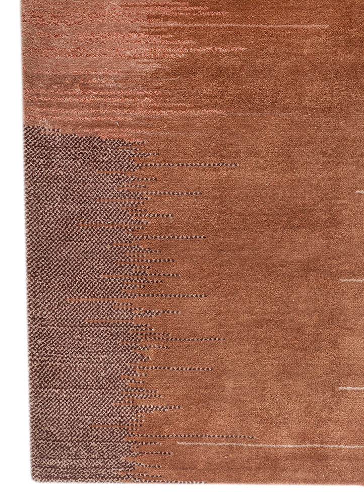 afterglow by kavi red and orange wool and bamboo silk hand knotted Rug - Corner