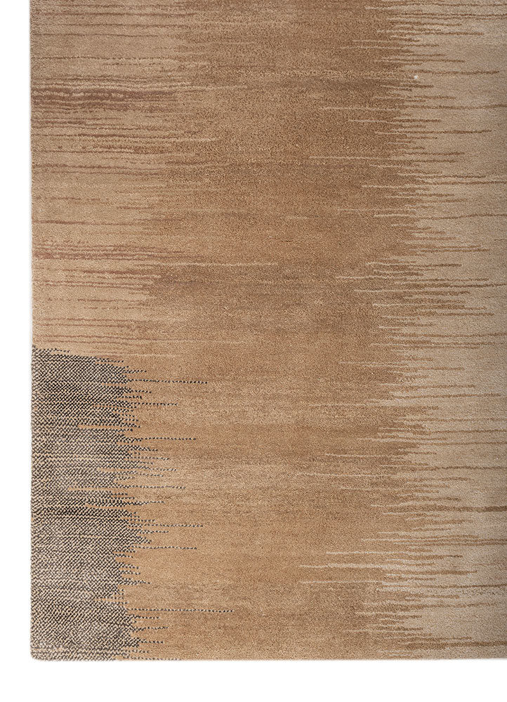 afterglow by kavi beige and brown wool and bamboo silk hand knotted Rug - Corner