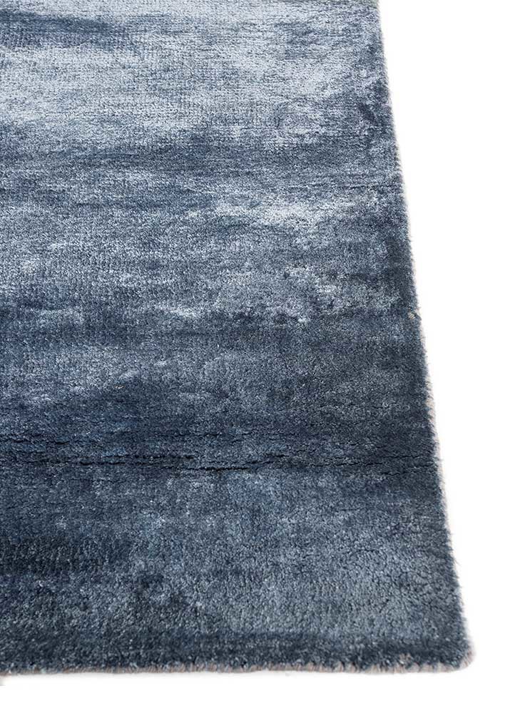 afterglow by kavi blue wool and bamboo silk hand knotted Rug - Corner afterglow by kavi blue wool and bamboo silk hand knotted Rug - Corner