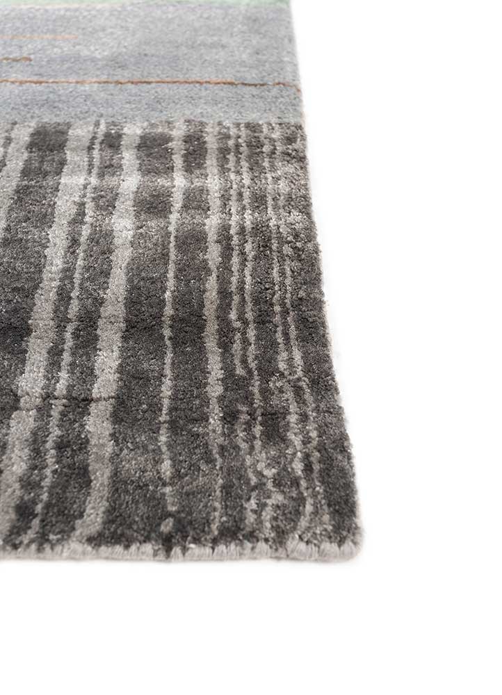 afterglow by kavi grey and black wool and bamboo silk hand knotted Rug - Corner afterglow by kavi grey and black wool and bamboo silk hand knotted Rug - Corner
