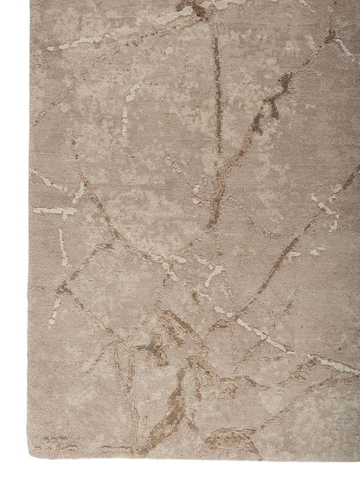 urban pause by kavi ivory wool and bamboo silk hand knotted Rug - Corner