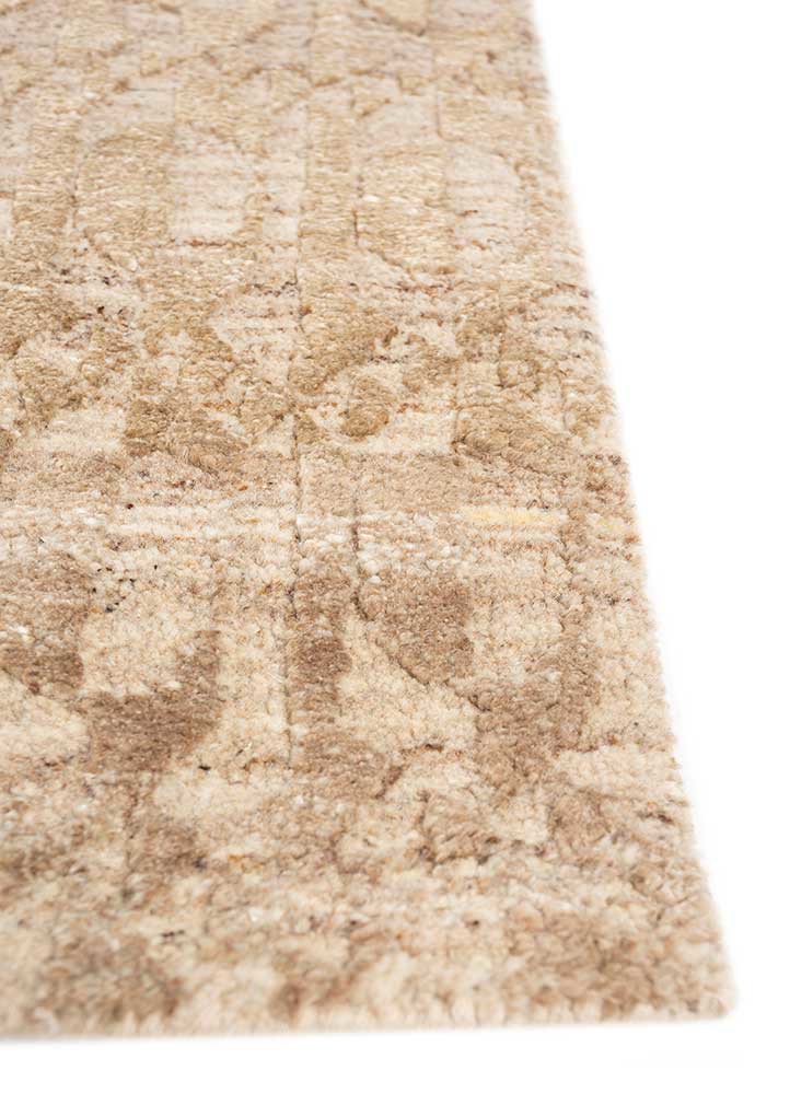 aakar by kavi ivory wool and bamboo silk hand knotted Rug - Corner