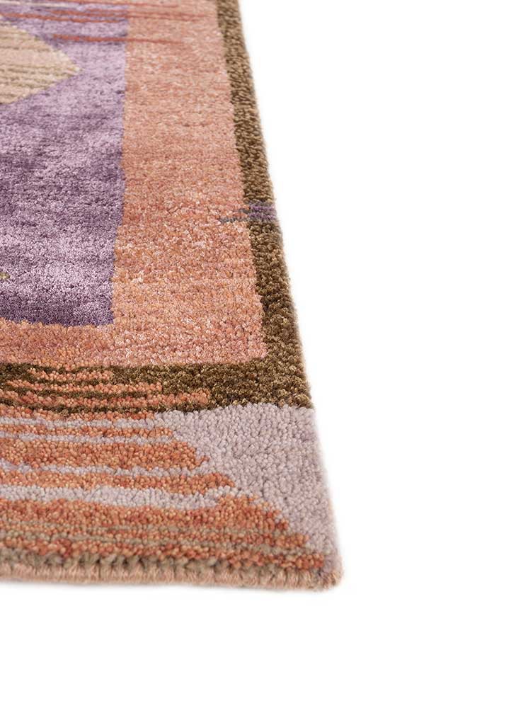afterglow by kavi pink and purple wool and bamboo silk hand knotted Rug - Corner afterglow by kavi pink and purple wool and bamboo silk hand knotted Rug - Corner