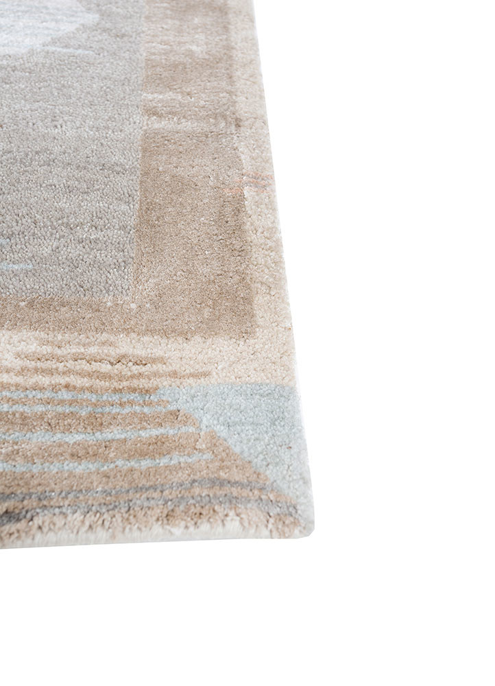 afterglow by kavi ivory wool and bamboo silk hand knotted Rug - Corner