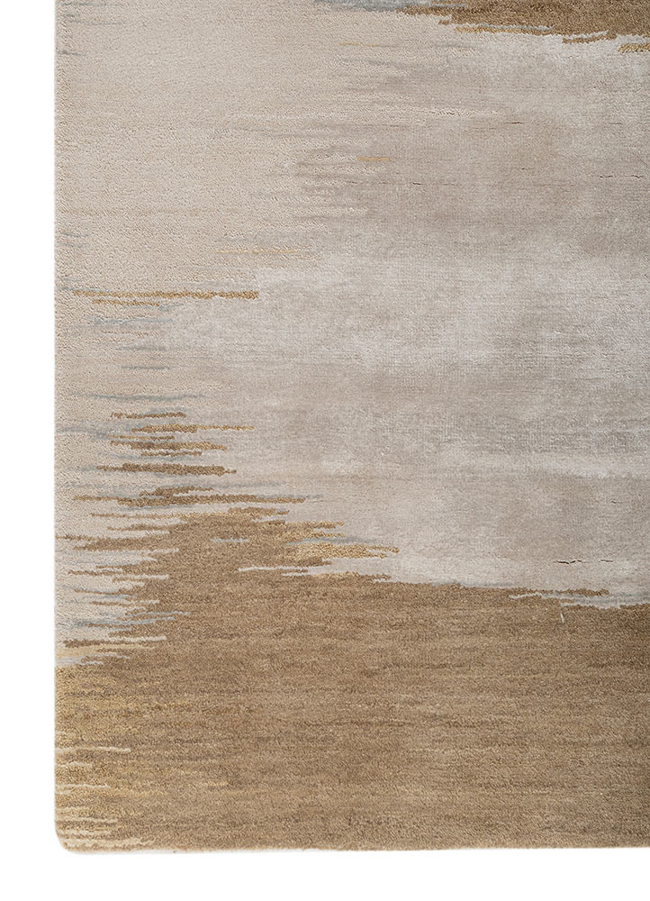 afterglow by kavi ivory wool and bamboo silk hand knotted Rug - Corner afterglow by kavi ivory wool and bamboo silk hand knotted Rug - Corner