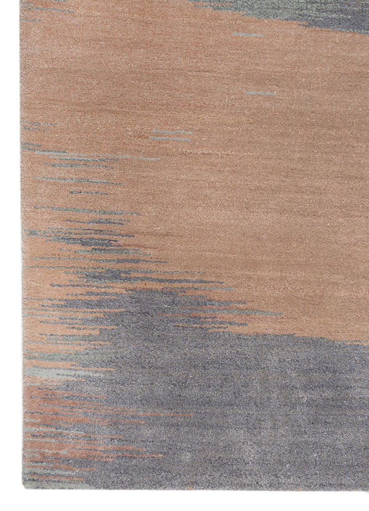 afterglow by kavi pink and purple wool and bamboo silk hand knotted Rug - Corner