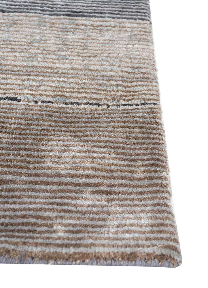 afterglow by kavi grey and black wool and bamboo silk hand knotted Rug - Corner