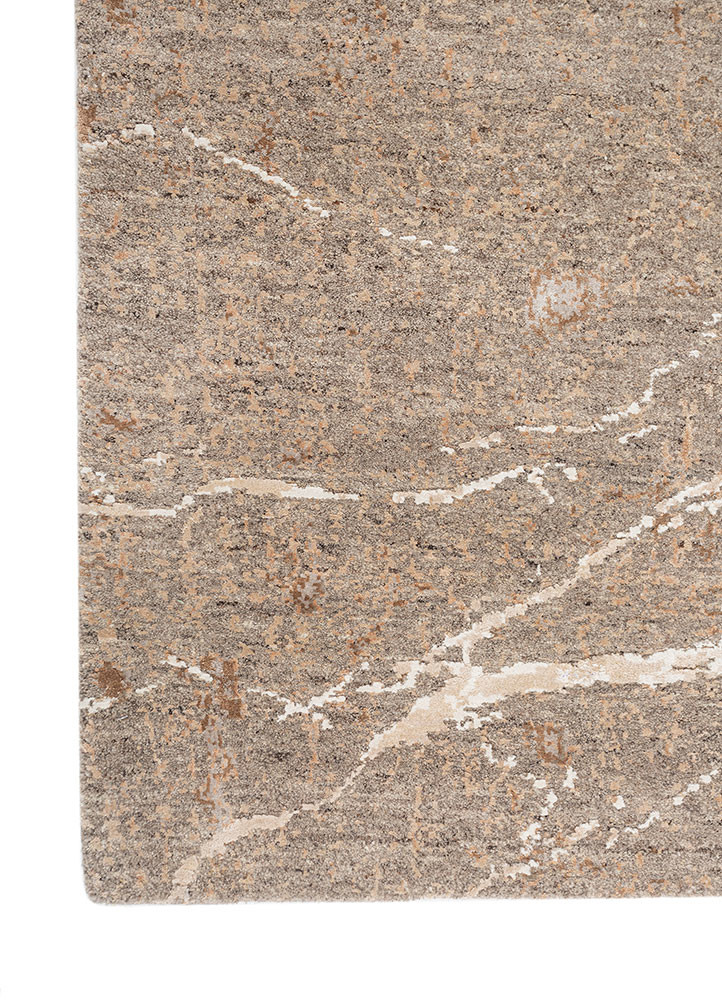 urban pause by kavi beige and brown wool and bamboo silk hand knotted Rug - Corner urban pause by kavi beige and brown wool and bamboo silk hand knotted Rug - Corner