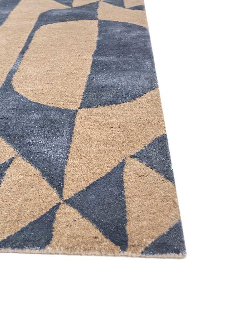 aakar by kavi beige and brown wool and bamboo silk hand knotted Rug - Corner