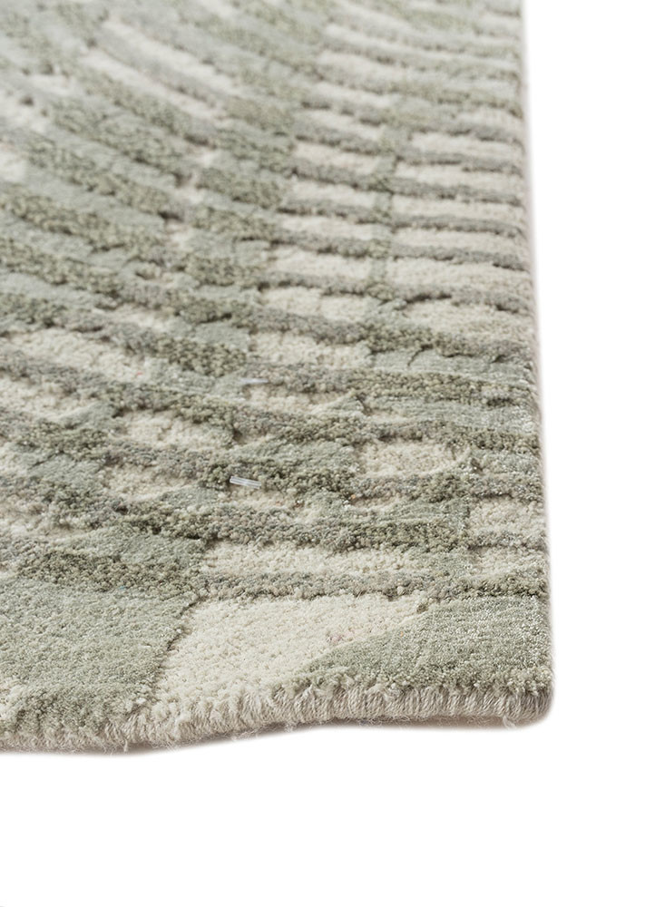aakar by kavi green wool and bamboo silk hand knotted Rug - Corner