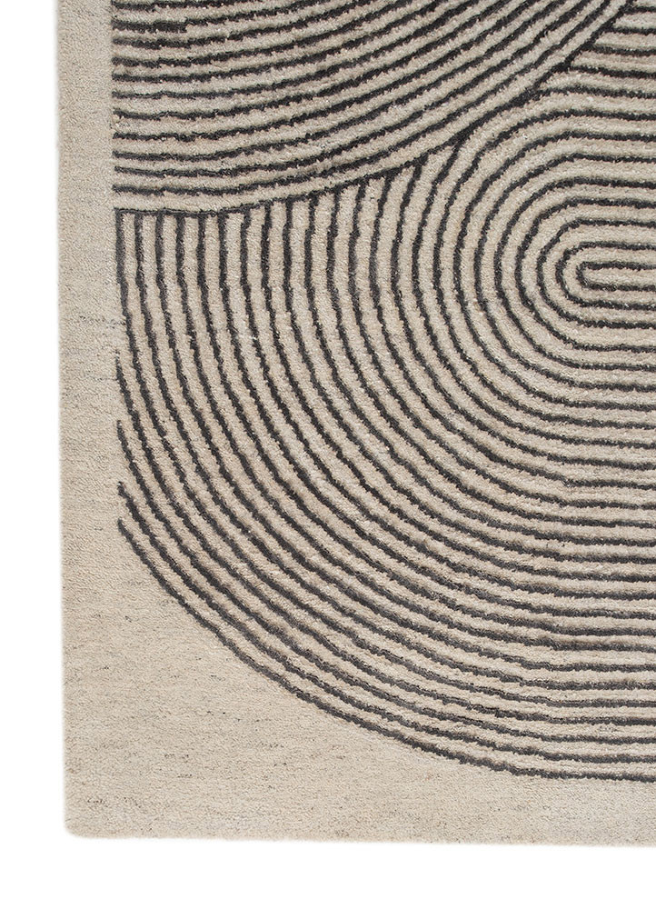 azalea ivory wool and bamboo silk hand knotted Rug - Corner