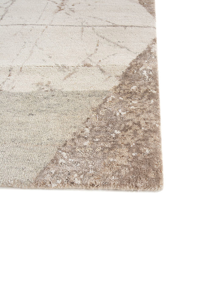 aakar by kavi ivory wool and bamboo silk hand knotted Rug - Corner