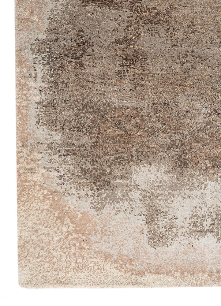 hidden by kavi beige and brown wool and bamboo silk hand knotted Rug - Corner hidden by kavi beige and brown wool and bamboo silk hand knotted Rug - Corner