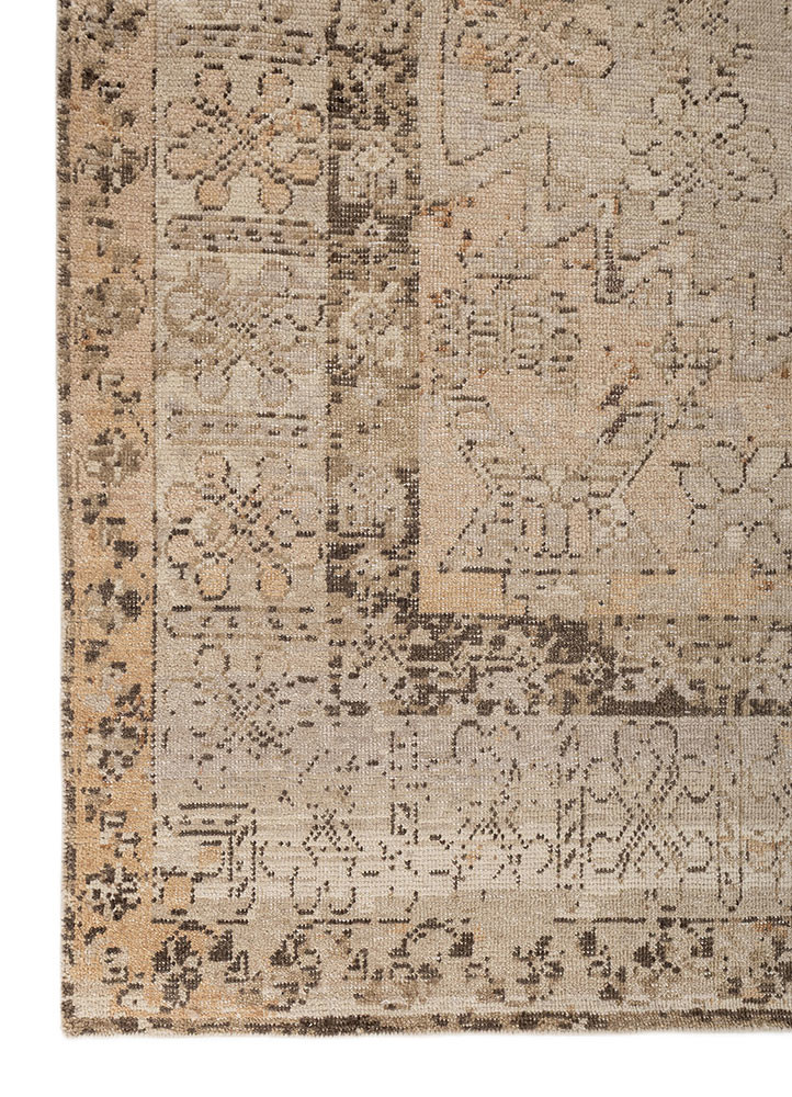 thyme beige and brown wool hand knotted Rug - Corner
