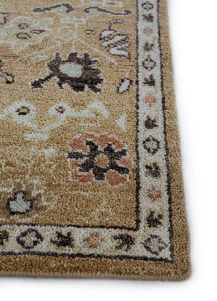 erbe beige and brown wool hand knotted Rug - Corner