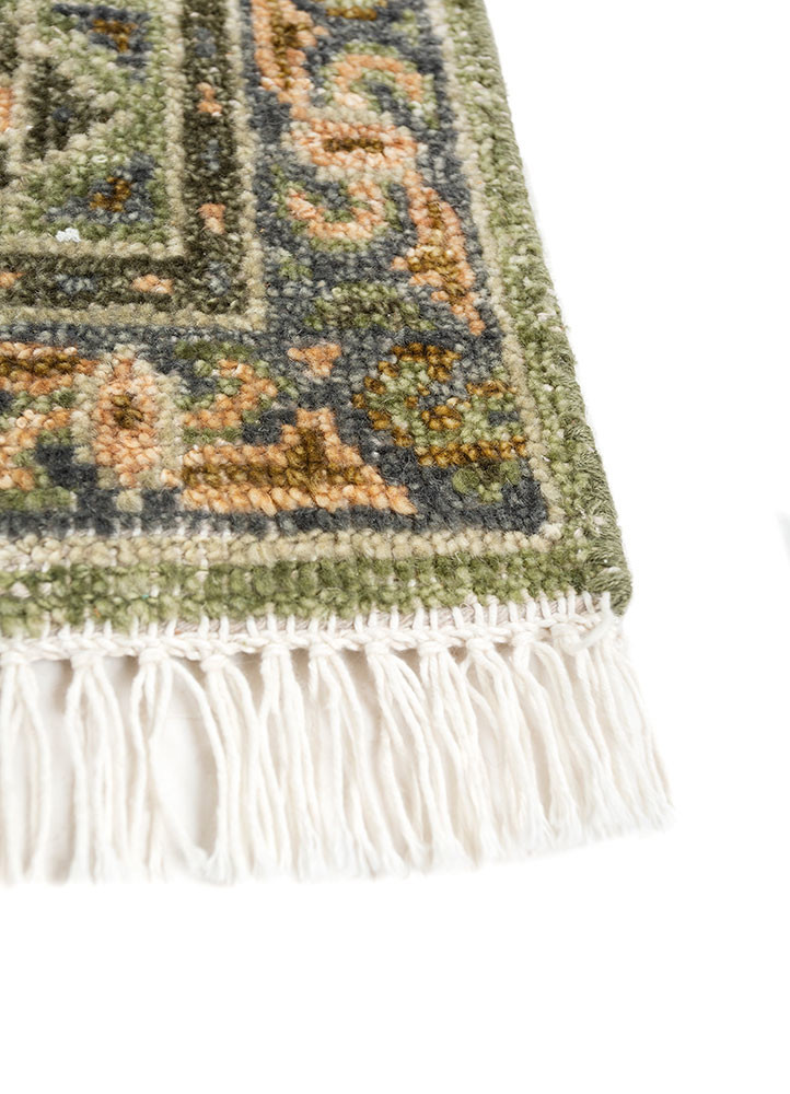 erbe green wool hand knotted Rug - Corner erbe green wool hand knotted Rug - Corner