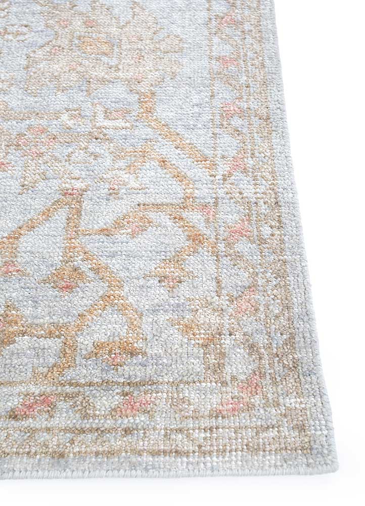 erbe blue wool hand knotted Rug - Corner