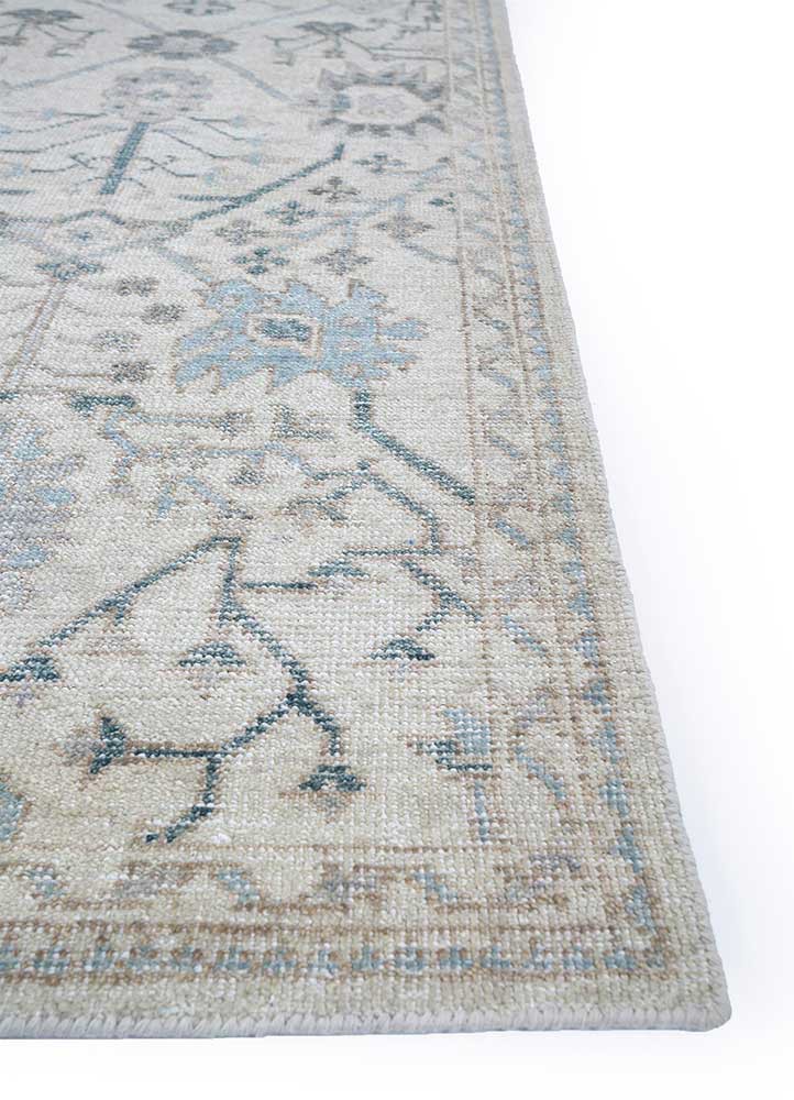 erbe ivory wool hand knotted Rug - Corner