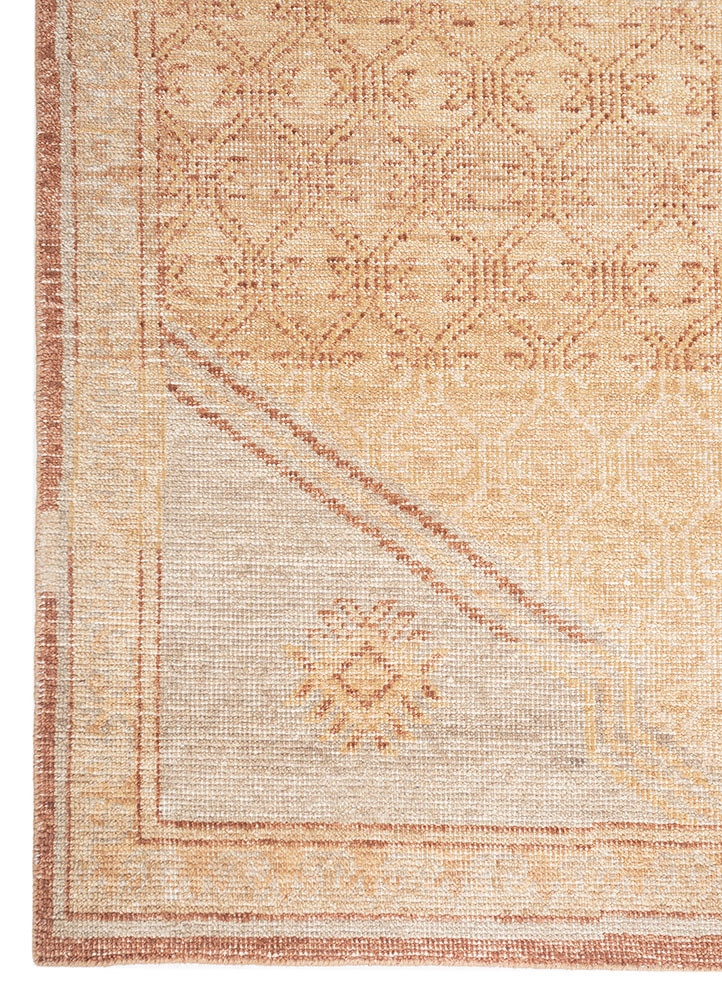 erbe red and orange wool hand knotted Rug - Corner