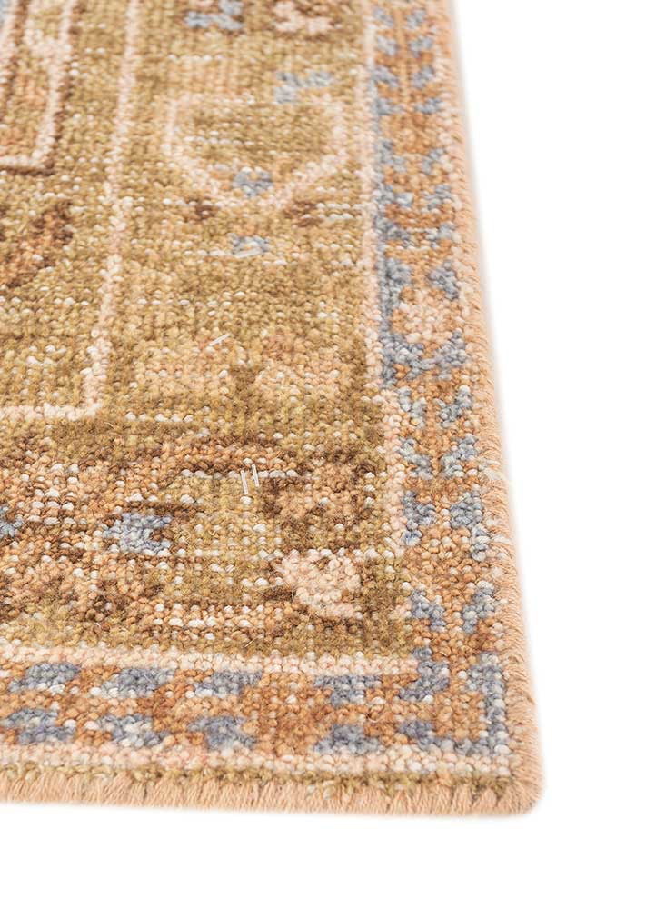 erbe beige and brown wool hand knotted Rug - Corner