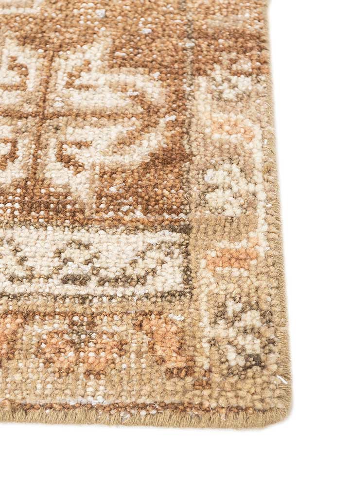 thyme red and orange wool hand knotted Rug - Corner