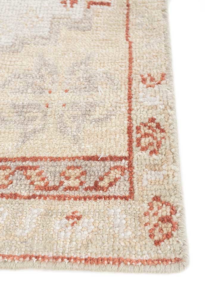 thyme beige and brown wool hand knotted Rug - Corner