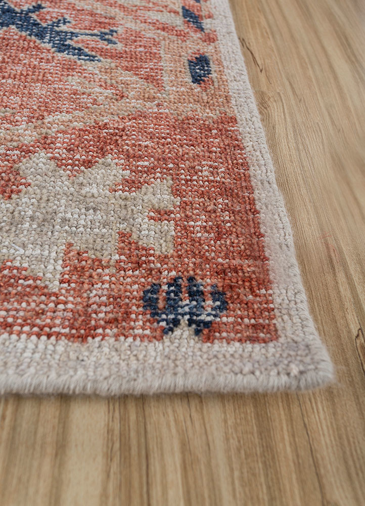erbe red and orange wool hand knotted Rug - Corner erbe red and orange wool hand knotted Rug - Corner