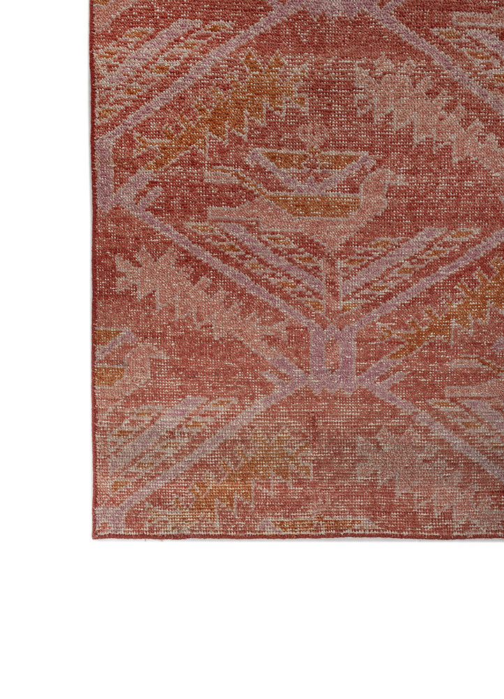 erbe red and orange wool hand knotted Rug - Corner erbe red and orange wool hand knotted Rug - Corner