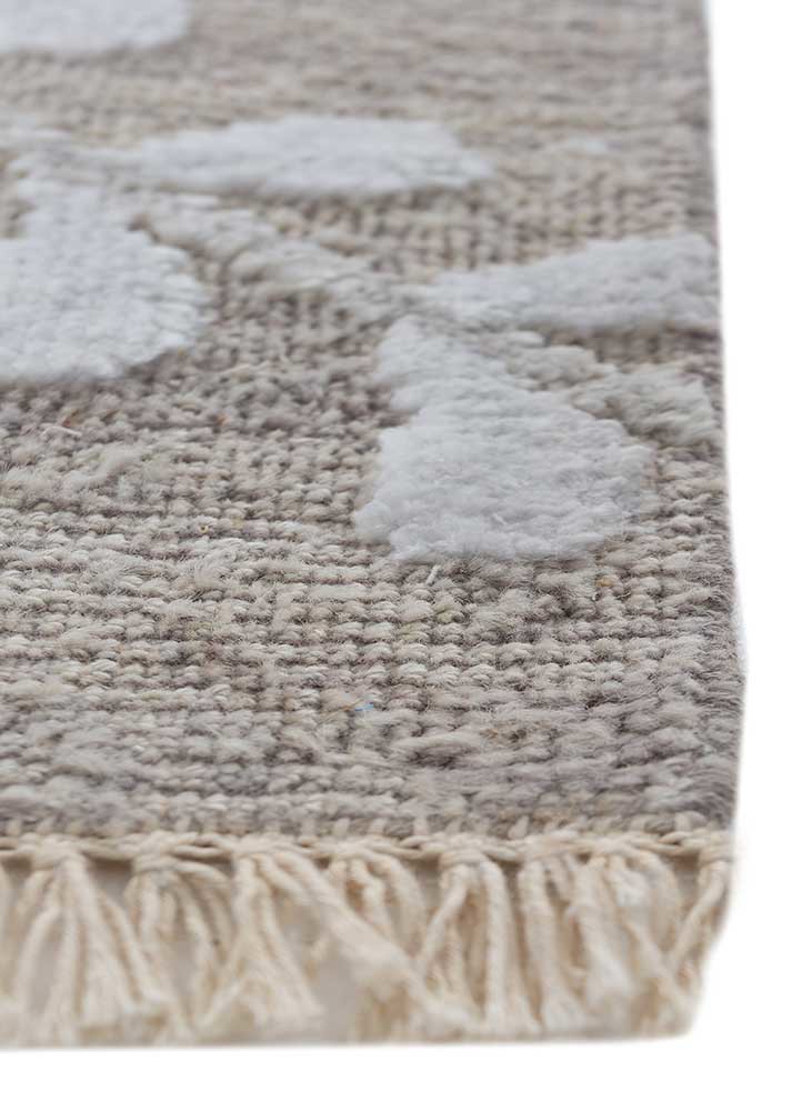 pansy grey and black wool and bamboo silk hand knotted Rug - Corner