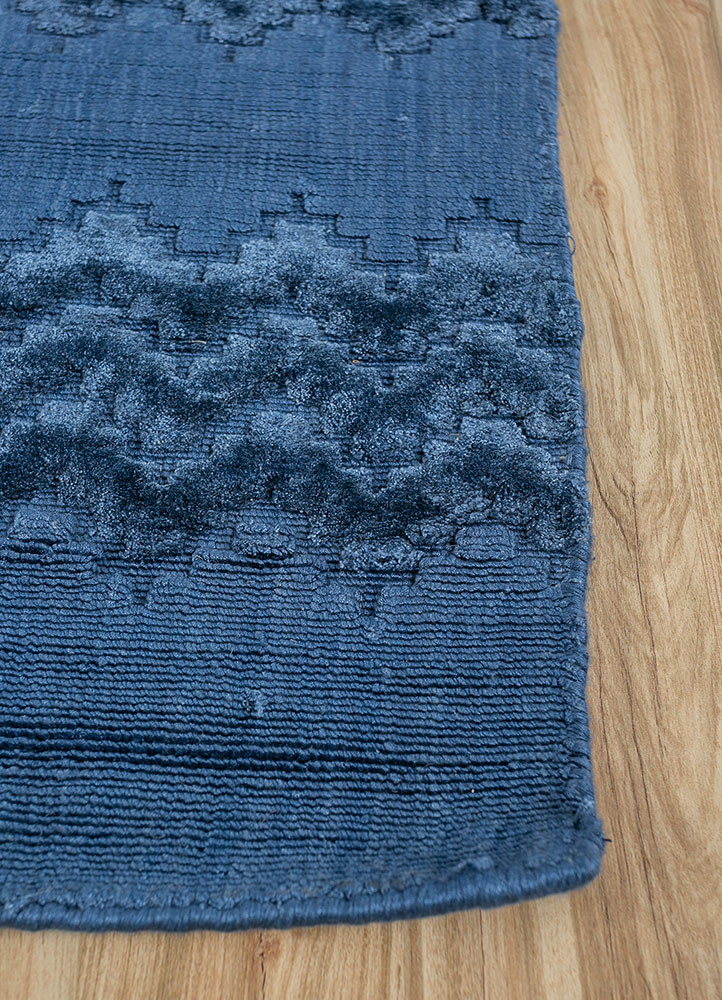 basis blue bamboo silk hand loom Rug - Corner basis blue bamboo silk hand loom Rug - Corner