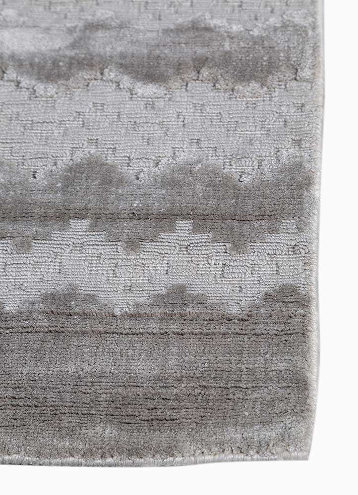 basis grey and black bamboo silk hand loom Rug - Corner basis grey and black bamboo silk hand loom Rug - Corner